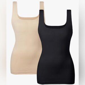 NWT Women’s Seamless Tummy Control Shapewear Tank Bundle Beige Black Size Large
